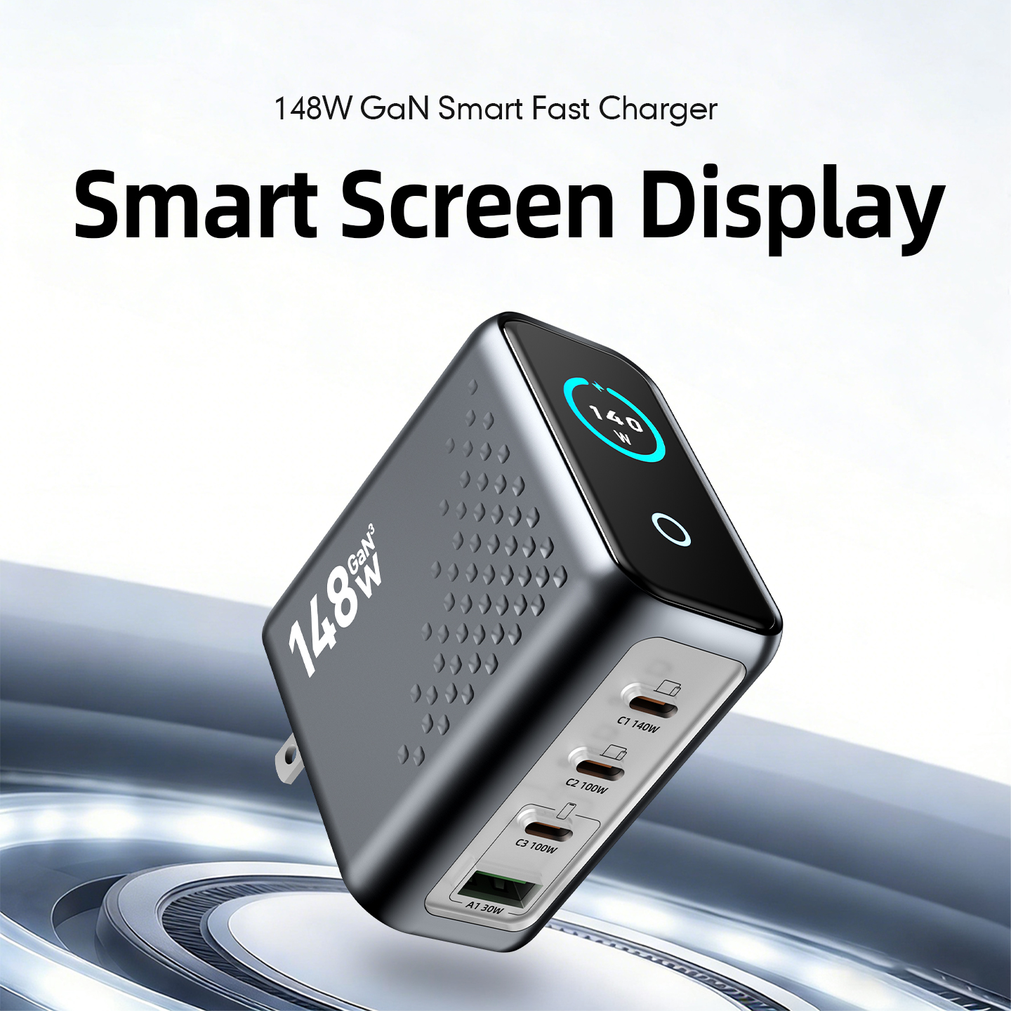 Chargeur GaN 148W à écran tactile